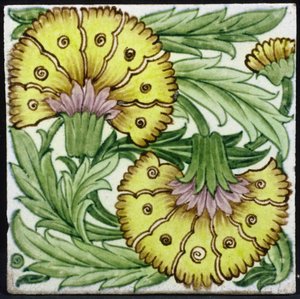 Piastrella con motivo floreale (ceramica)